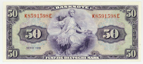 BUNDESREPUBLIK DEUTSCHLAND AB 1948, Noten der Bank Deutscher Länder, 1948-1949, 50 Deutsche Mark 20.6.1948.
I
Ros.242; Grab.WBZ-7