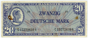 BUNDESREPUBLIK DEUTSCHLAND AB 1948, Noten der Bank Deutscher Länder, 1948-1949, 20 Deutsche Mark o.D (1948), Liberty, C/A.
IV
Ros.246a; Grab.WBZ-9a
