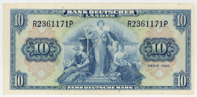 BUNDESREPUBLIK DEUTSCHLAND AB 1948, Noten der Bank Deutscher Länder, 1948-1949, 10 Deutsche Mark 22.8.1949.
I
Ros.258; Grab.BRD-4