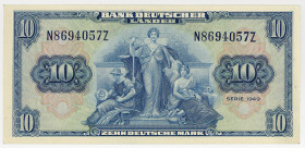 BUNDESREPUBLIK DEUTSCHLAND AB 1948, Noten der Bank Deutscher Länder, 1948-1949, 10 Deutsche Mark 22.8.1949, Serie N/Z.
I
Ros.258