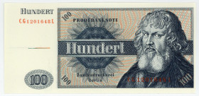 BUNDESREPUBLIK DEUTSCHLAND AB 1948, Noten der Deutschen Bundesbank, 1960-1999, 100 (DM 1960), Probebanknote der Bundesdruckerei.
I
Ros.-
