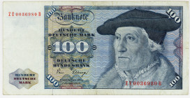 BUNDESREPUBLIK DEUTSCHLAND AB 1948, Noten der Deutschen Bundesbank, 1960-1999, 100 Deutsche Mark 02.01.1980, ZE/B Austauschnote ohne Copyright Vermerk...