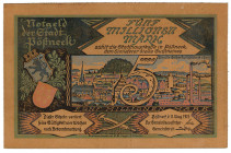 NOTGELD BESONDERER ART, Pößneck, Stadt. 5 Millionen Mark 11.8.1923, Leder. Vs.Unterdruck hellblau, Rs.Udr.Grün, Farbvariante.
I
Grab.450