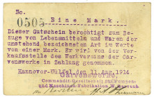 NIEDERSACHSEN, Hannover, Garvenswerke Hannover-Wülfel. 1 Mark 11.08.1914.
III
Di.144