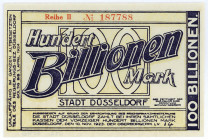 RHEINPROVINZ, Düsseldorf, Stadt. 100 Billionen Mark 10.11.1923, Reihe II.
I
Ke.1150kk