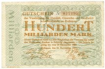 SCHLESWIG-HOLSTEIN, Holtenau, Vereinigung für Handel-, Gewerbe- und Landwirtschaftstreibende zu Holtenau. 100 Milliarden Mark 10.11.1923.
III+
Ke.24...