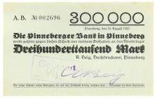 SCHLESWIG-HOLSTEIN, Pinneberg, A.Heig, Buchdruckerei. 300.000 Mark 24.8.1923.
II+
Ke.4310e