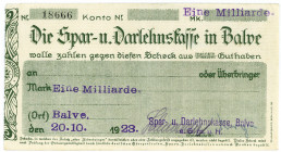 WESTFALEN, Balve, Spar- u. Darlehenskasse. 1 Milliarde Mark 20.10.1923.
II
Ke.224b
