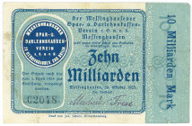 WESTFALEN, Messinghausen, Spar- u. Darlehnskassenverein. 10 Milliarden Mark 30.10.1923.
III+
Ke.3531c