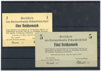 WÜRTTEMBERG, Schwäbisch Hall, Kreisverband. 1, 5 Reichsmark 16.04.1945.
I
Schö.0151/0153