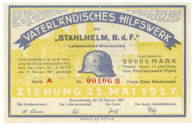 DOKUMENTE , Vaterländisches Hilfswerk des "Stahlhelm, B.d.F.", Landesverband Braunschweig. Lotterielos vom 16.02.1927.
II