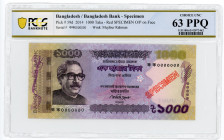 Bangladesh 500 & 1000 Taka 2014 Specimen PCGS 64 & 63
P# 58d; 59d; # 000000