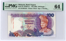 Malaysia 100 Ringgit 1989 (ND) PMG 64 UNC
P# 32; #ZS1991501; Sign. J. Hussein