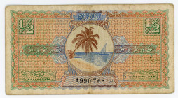 Maldives 1/2 Rupee 1947
P# 1; # A990768; VF-