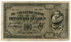 Netherlands Indies 100 Gulden 1928
P# 73b; #GH 02881; Signature 20; VF