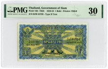 Thailand 1 Baht 1928 - 1933 PMG 30
P# 16b; #H/89 43729; VF