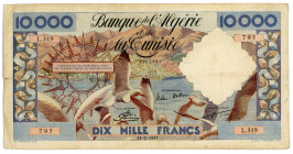 Algeria 10000 Francs 1957
P# 110; #L.319 7960795; BANQUE DE L'ALGÉRIE ET DE LA TUNISIE; VF