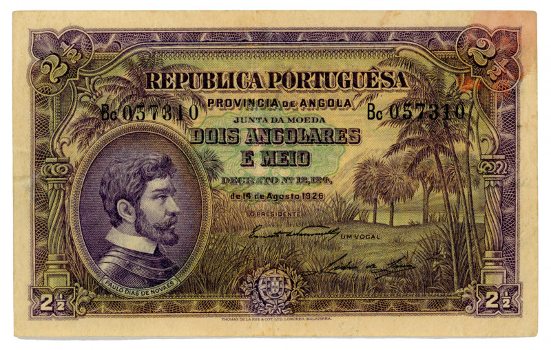 Angola 2-1/2 Angolares 1926
P# 65; #Bc057310; VF