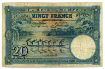 Belgian Congo 20 Francs 1940
P# 15; #B403624; VF