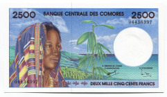 Comoros 2500 Francs 1997 (ND)
P# 13; # 04436397; UNC