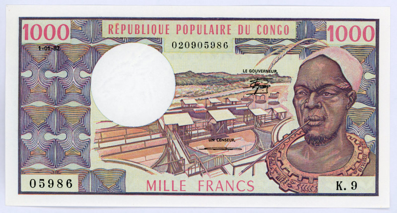 Congo 1000 Francs 1982
P# 3e; #K.9 020905986; UNC