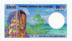 Comoros 2500 Francs 1997 (ND)
P# 13; # 04436397; UNC