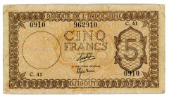 French Somaliland 5 Francs 1945
P# 14; #C.41 962910; DJIBOUTI; F