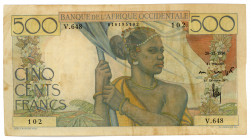 French West Africa 500 Francs 1950
P# 41; #V.648 016195102; VF
