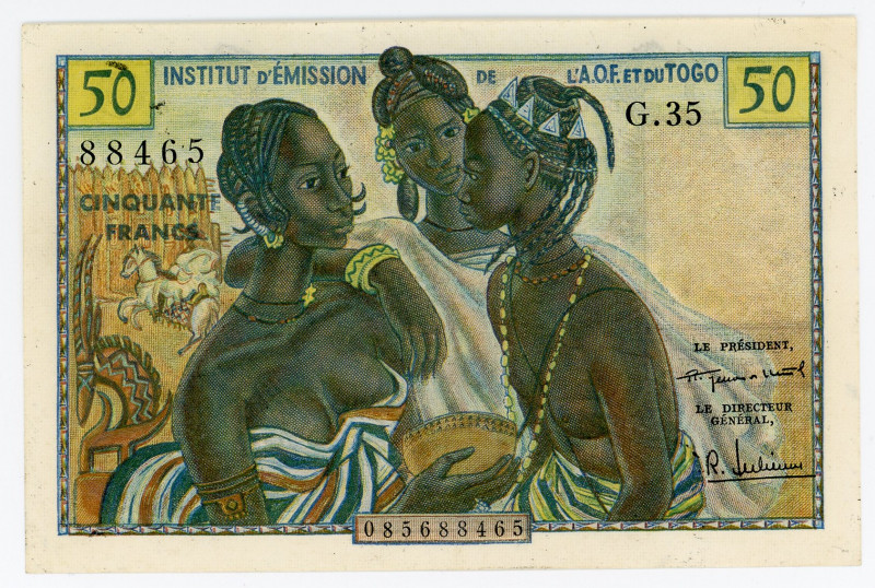 French West Africa 50 Francs 1956 (ND)
P# 45; # 88465; UNC