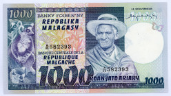 Madagascar 1000 Francs 1974
P# 65a; #A/50 582393; aUNC