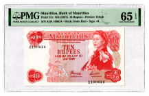 Mauritius 10 Rupees 1967 PMG 65 EPQ
P# 31c; UNC
