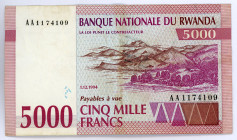 Rwanda 5000 Francs 1994
P# 25a; #AA1174109; VF