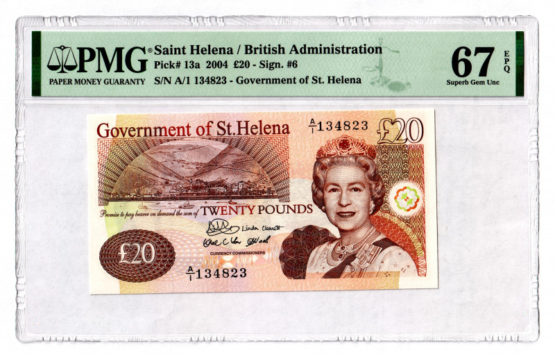 Saint Helena 20 Pounds 2004 PMG 67 EPQ
P# 13a; UNC