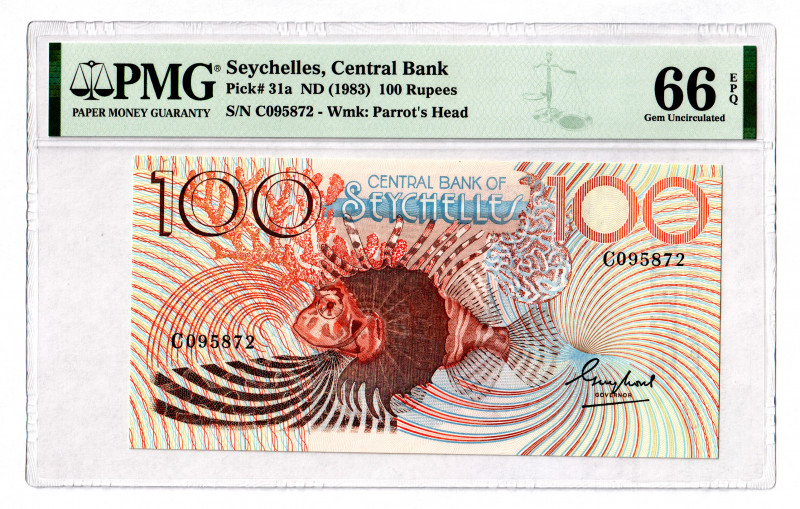 Seychelles 100 Rupees 1983 PMG 66 EPQ
P# 31a; UNC