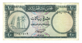 Qatar & Dubai 10 Riyals 1960
P# 3; Restored; F