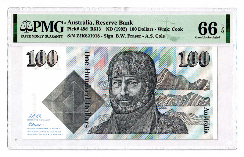 Australia 100 Dollars 1992 PMG 66 EPQ
P# 48d; UNC