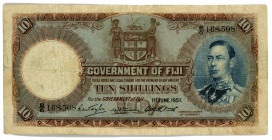 Fiji 10 Shillings 1951
P# 38k; #B/6 168508; Signature Taylor, Donovan, Smith; F