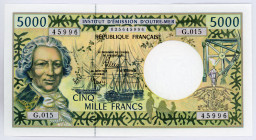 French Pacific Territories 5000 Francs 1996
P# 3a; #G.015 035645996; UNC