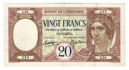 New Caledonia 20 Francs 1929
P# 37b; VF