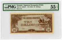 Oceania 10 Shillings 1942 PMG EPQ 55
P# 3a; SB2214; Block OA; Japanese Occupation WWII; aUNC
