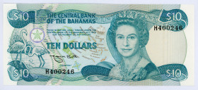 Bahamas 10 Dollars 1974 - 1984
P# 46b; #H400246; Signature F.H Smith; UNC