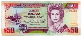 Belize 50 Dollars 1991
P# 56b; #AB045300; XF