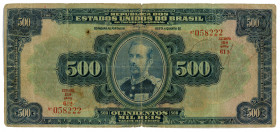 Brazil 500 Mil Reis 1931
P# 92c; #058222; VG