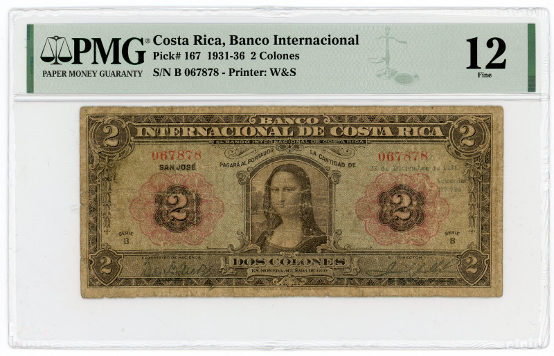 Costa Rica 2 Colones 1931 - 1936 PMG F12
P# 137; # B 067878