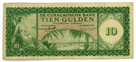 Curacao 10 Gulden 1958
P# 46; #000367; NEDERLANDSE ANTILLEN; VF