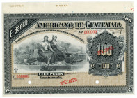 Guatemala 100 Pesos 1895 - 1925 (ND) Specimen
P# S114s; # D 00000; XF