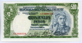Uruguay 500 Pesos 1939
P# 40c; #15360556; UNC