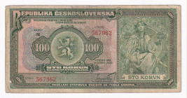 Czechoslovakia 100 Korun 1920
P# 17a; # M567962; F