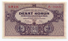 Czechoslovakia 10 Korun 1927
P# 20a; # 865617; XF
