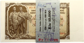 Czechoslovakia Original Bundle with 100 Banknotes 100 Korun 1953 Consecutive Numbers
P# 86b; Bundle with Original Bank Tape; With Consecutive Banknot...